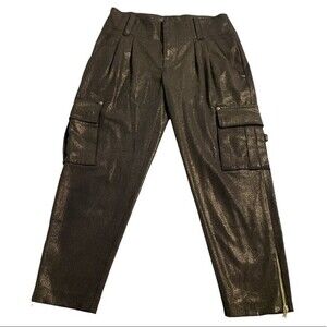 Alice + Olivia Metallic Cropped‎ Pants Size 0 Made in New York City